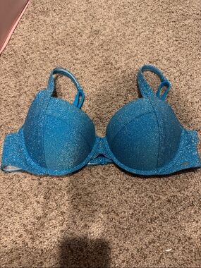 Blue Glitter Push-Up Bra - Womens Intimates